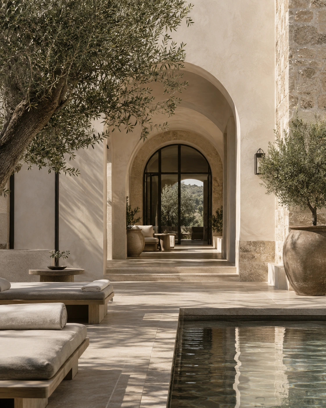 Hotel boutique mediterráneo de arquitectura serena y materiales naturales